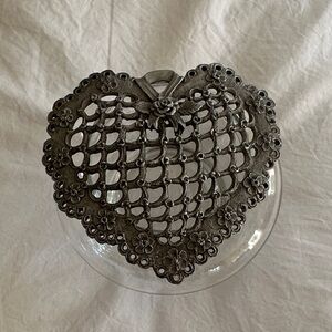 Pewter Heart Glass Potpourri Jar